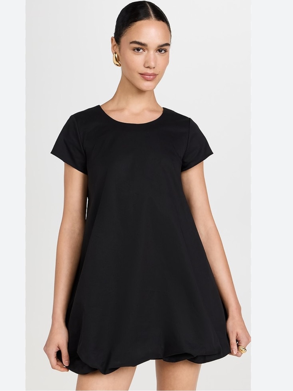 AMANDA UPRICHARD Black Short Sleeve Swing bubble hem Tunic Dress